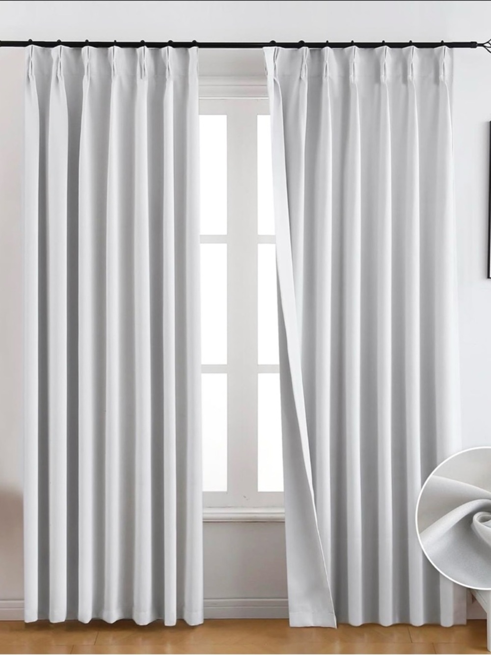 Silver White Blackout Curtain 2 Panel